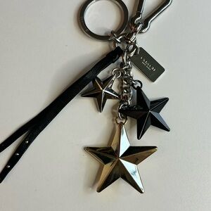 Rare Coach Star Charm Keychain in Black and Silver and gold